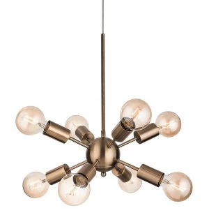 Image of 8 Light Multi Arm Ceiling Pendant Antique Brass, E27