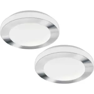 Image of 2 PACK Wall Flush Ceiling Light Colour White Chrome Shade White Plastic LED 11W