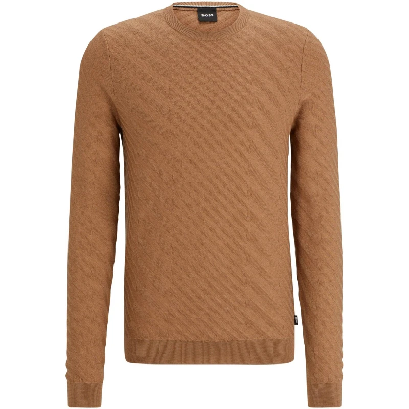 Image of Boss Mens Knitted Top Medium Beige male S
