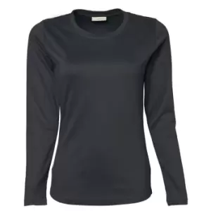 Image of Tee Jays Womens/Ladies Interlock Long Sleeve T-Shirt (2XL) (Dark Grey)