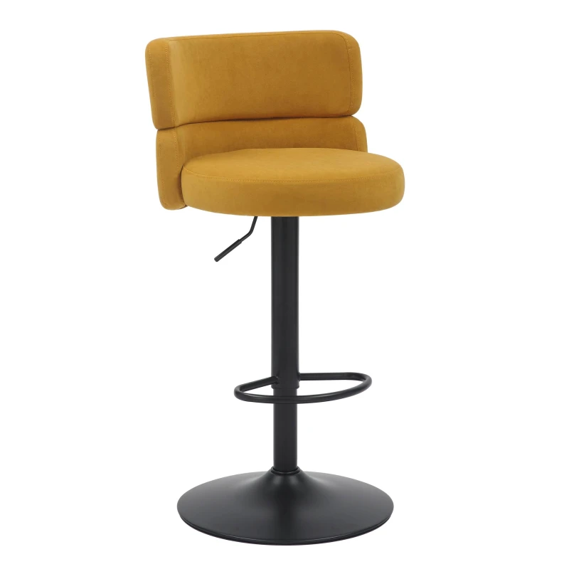 Image of 2 X Mason Brushed Velvet Mustard/Black Bar Stools, Yellow 216-09-15-01-01