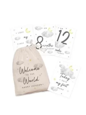 image of Signature Gifts Cloud A5 Milestone Cards In Personalised Keepsake Bag