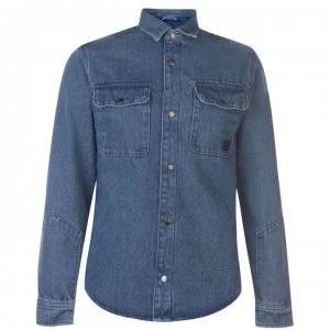 image of Jack and Jones Champ Long Sleeve Worker Shirt - Light Blue