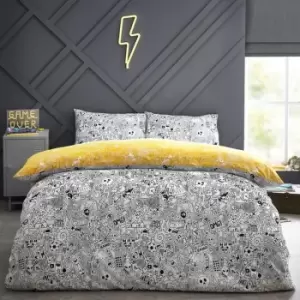 Image of Style Lab Doodle Duvet Cover Set (King) (White/Black)