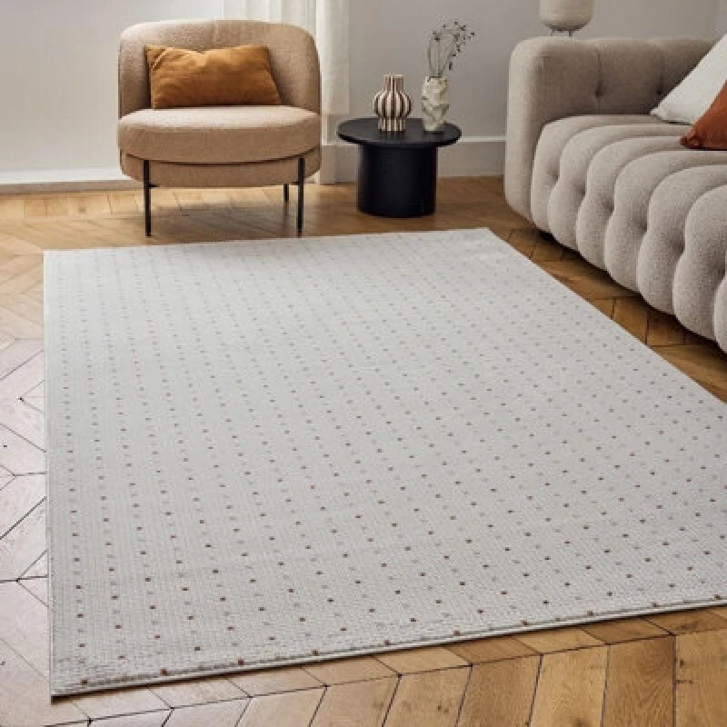 Image of The Rugs Carmel Cream/terra Dots Area Rug And Runner Non Shedding, Stain Resistant, Soft