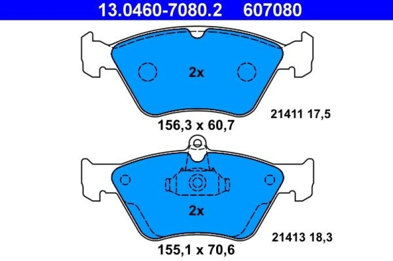 Image of ATE 13.0460-7080.2 Brake pad set excl. wear warning contact Brake Pad Set,disc brake (402)