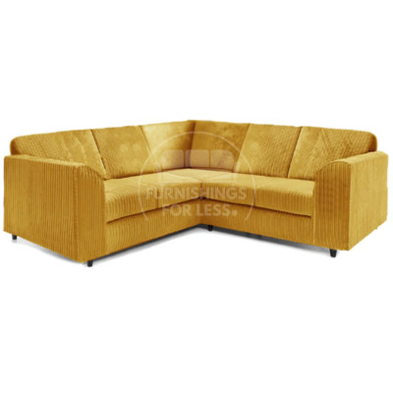 Image of Furnishings For Less UK Ferguson Mustard 5 Seater Fabric Corner Sofa L Shaped Jumbo Cord - Full Back