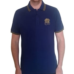 Image of Queen - Crest Logo Unisex Medium T-Shirt - Blue