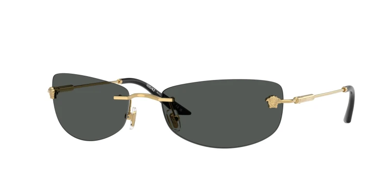 Image of Versace 0Ve2279 Rectangle Sunglasses- Black/Gold Black/Gold WG54B Male