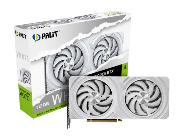 image of Palit RTX 4070 White OC 12GB DDR6 Graphics Card - NE64070S19K9-1048L