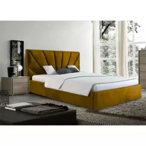 Image of Envisage Trade - Hamini Upholstered Beds - Plush Velvet, King Size Frame, Mustard - Mustard