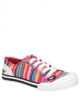 Image of Rocket Dog Jazzin Eden Stripe Plimsoll - Red/Multi, Red Multi, Size 8, Women