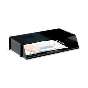 image of 5 Star Office Letter Tray Wide Entry High impact Polystyrene Stackable Black