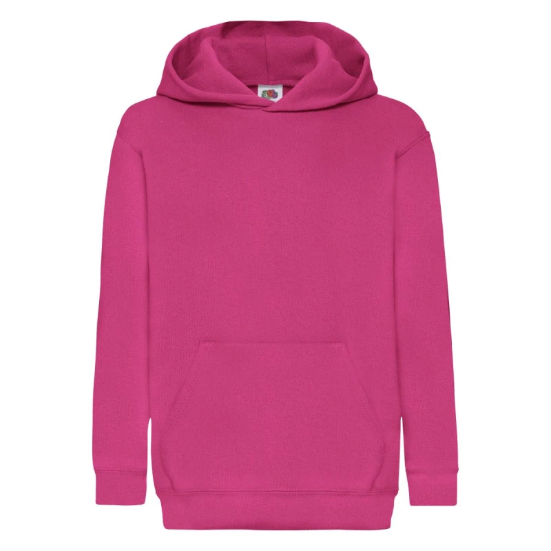 Image of Fruit of the Loom Classic Hooded Sweatshirt in Fuchsia Size: 12-13 Years Fuchsia Unisex 12-13 Years