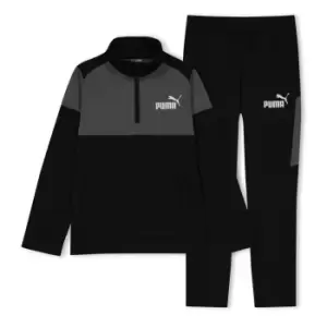 Puma Half Zip Poly Tracksuit - Black