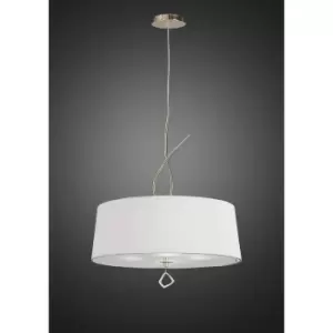 image of Mara pendant lamp 4 round E27 bulbs, gold with ivory white lampshade