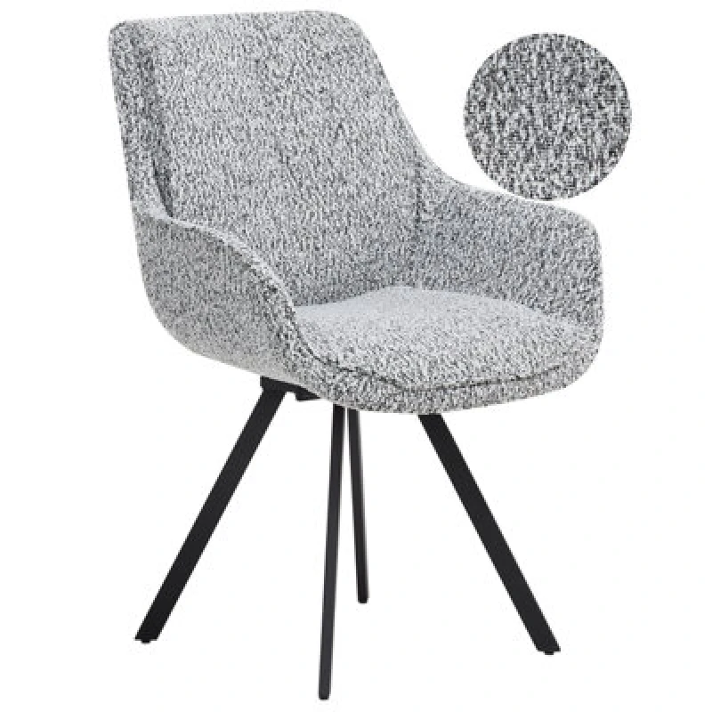 Image of Beliani Dining Chair Swivel Marcellus Boucle Black/ White