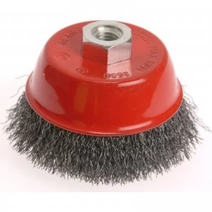 Image of Faithfull Stainless Steel Crimped Wire Cup Brush 100mm M14 Thread
