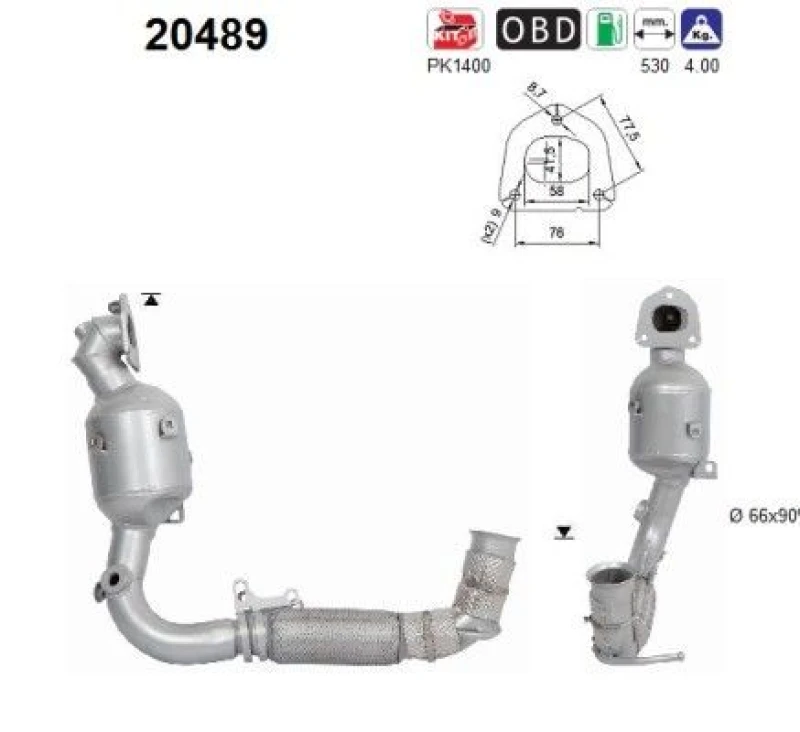 Image of AS Catalytic converter AS 20489