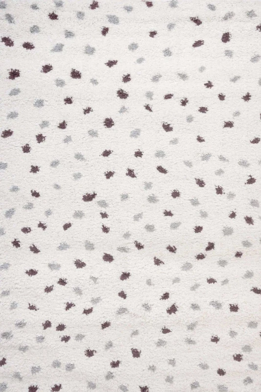 Image of THE RUGS Moodi Spot Design Shaggy Soft High Pile Living Room Rug & Runner in Purple Size: 80cm x 150cm Purple Unisex 80cm x 150 cm