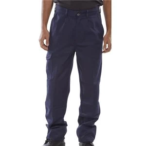 Image of Click Heavyweight Drivers Trousers Flap Pockets Navy Blue 50 Ref