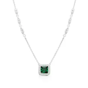 image of Diamonfire Silver White & Emerald Zirconia Art Deco Style Necklace