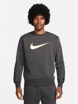 Image of Nike NSW Repeat Swoosh Fleece Crew Sweat - Grey Size M Men