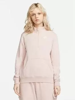Image of Nike NSW Club Fleece Quarter Zip - Light Pink Size XS Women