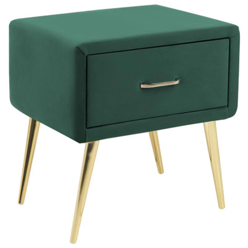 Image of Beliani 1 Drawer Bedside Table Flayat Velvet Emerald Green