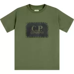 Image of CP COMPANY Boys Stitch Logo T Shirt - Green