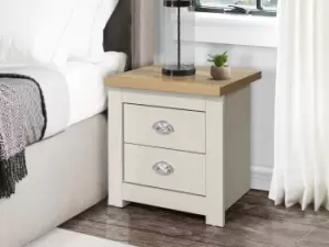 image of Birlea Highgate Cream and Oak Effect 2 Drawer Bedside Flat Packed