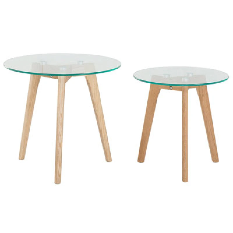 Image of Beliani Set Of 2 Coffee Tables Missouri Glass Transparent