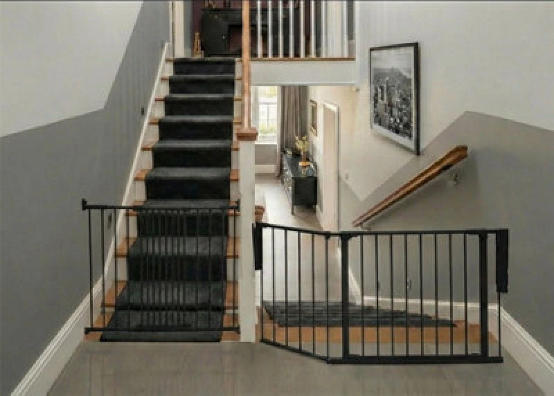 Image of Safetots Solution For Up And Down Staircases, Black, Multi Panels, Up To 115Cm, And, Screw Fit Gate, 67Cm - 105.5Cm