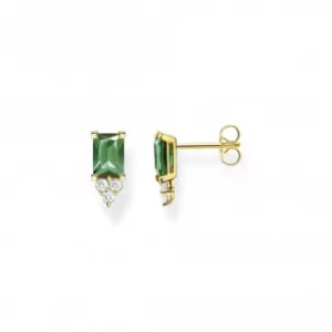 Sterling Silver Gold Plated Green Stone Earrings H2173-971-6