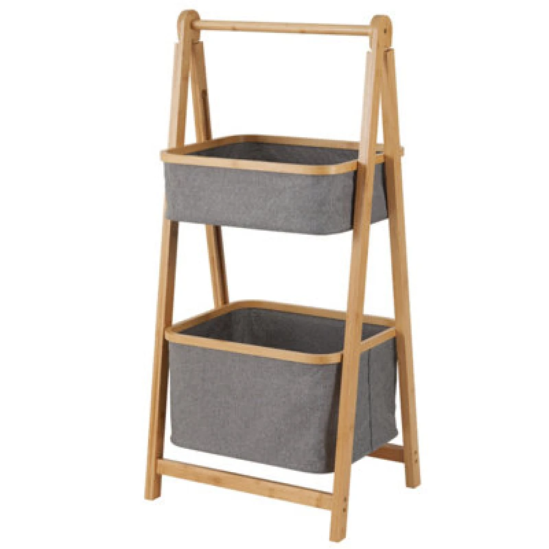 Image of Showerdrape Cotswold Grey 2 Tier Bathroom Storage Basket Ladder Grey