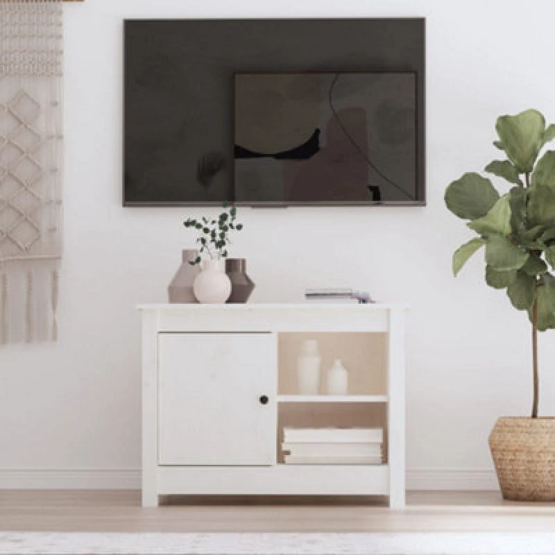 Image of VIDAXL Vidaxl - tv Cabinet White 70x36.5x52cm Solid Wood Pine 8720287189534