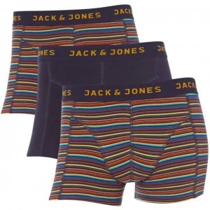 Image of Jack and Jones 3 Pack Jackthin Stripe Waistbrand Trunk - Multi-Coloured