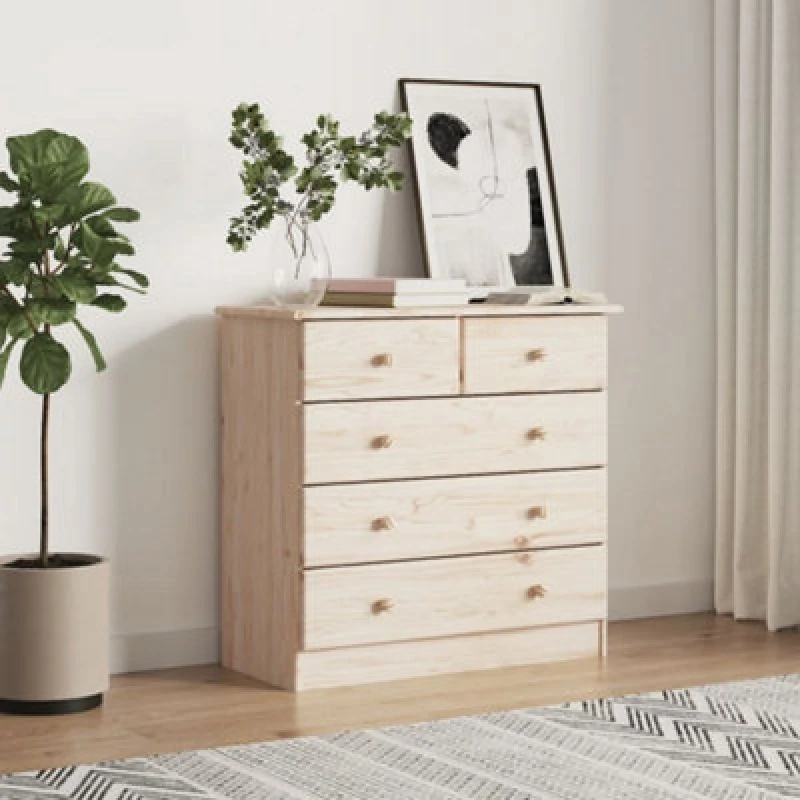 Image of Vidaxl Chest Of Drawers Alta 77X35X73cm Solid Wood Pine, Brown 353921