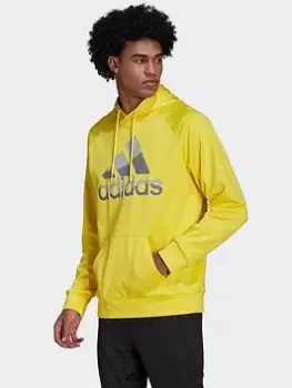 Image of adidas Aeroready Game And Go Big Logo Hoodie, Yellow Size XL Men