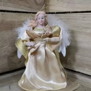 image of 18cm Premier Christmas Tree Top Topper Angel in Gold, Ivory or White