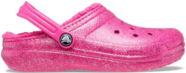 image of Crocs Kids Classic Lined Glitter Clogs Fuchsia Fun / Multi J4