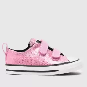 image of Converse Pink All Star 2v Lo Glitter Girls Toddler Trainers