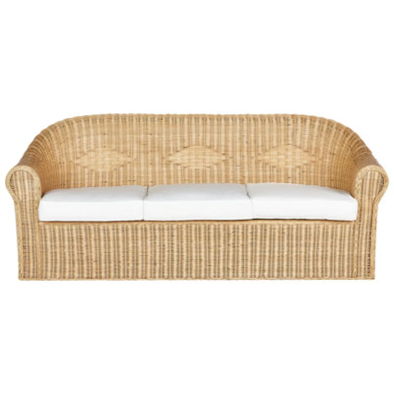 Image of Beliani Garden Sofa 3 Seater Livadeia Rattan Natural