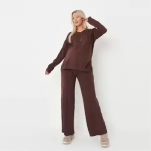 image of Missguided maternity wide leg jogger - Brown