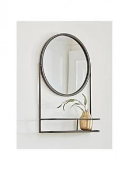 image of Cox & Cox Bronze Round Shelf Mirror