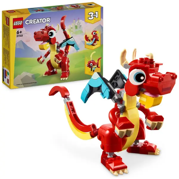 image of LEGO Creator 3in1 Red Dragon Toy with Animal Figures 31145