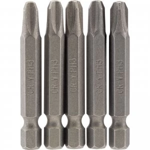 image of Draper Phillips Screwdriver Bit PH3 50mm Pack of 5