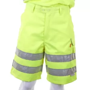 Image of Poly-Cotton Workwear SAT YELLOW HIVIZ SHORTS 30