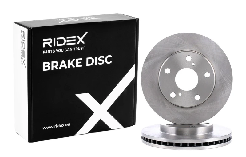 Image of RIDEX 82B0466 Brake disc Front Axle, Vented, Cast Iron, Uncoated, Untreated, without bolts/screws Cast Iron Brake Disc (82)