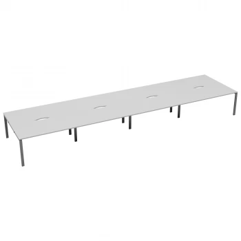 image of CB 8 Person Bench 1200 x 800 - White Top and Silver Legs